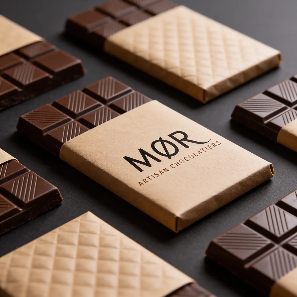 MØR chocolate bars in kraft packaging